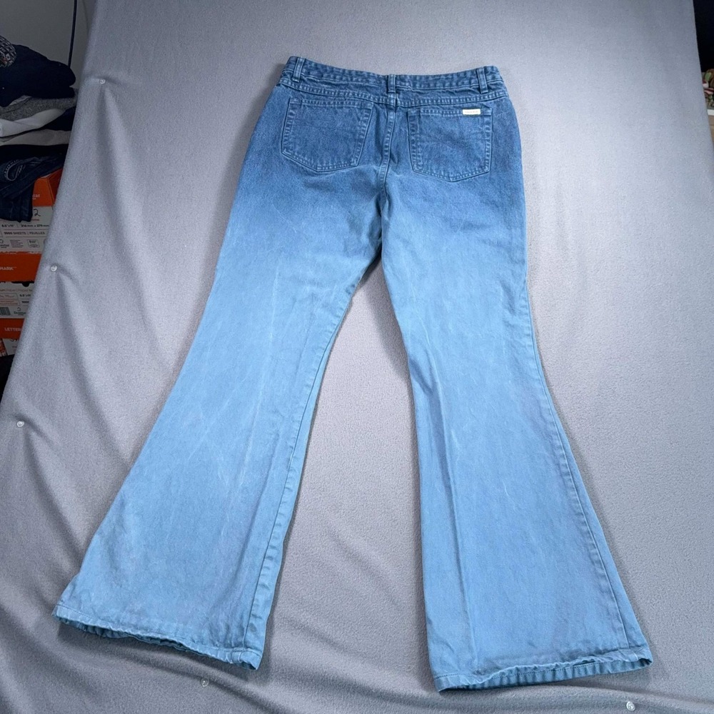 Zanadi Flare Jeans Womens 13 Blue Fade Wide Leg Y2K Denim 33x31.5